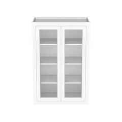 RTA Solid Wood Cabinet Inset Origami White Glass Door Wall Cabinets for Kitchen Bathroom and Laundry Storage (Glass Insert Sold Separately)