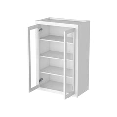 RTA Solid Wood Cabinet Inset Origami White Glass Door Wall Cabinets for Kitchen Bathroom and Laundry Storage (Glass Insert Sold Separately)