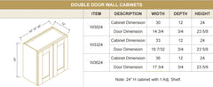 Shaker White Double Door Wall Cabinets W3024-W3624