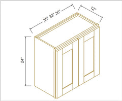 Shaker White Double Door Wall Cabinets W3024-W3624