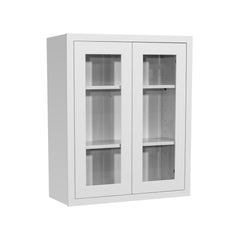 RTA Solid Wood Cabinet Inset Origami White Glass Door Wall Cabinets for Kitchen Bathroom and Laundry Storage (Glass Insert Sold Separately)