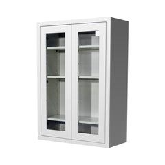 RTA Solid Wood Cabinet Inset Origami White Glass Door Wall Cabinets for Kitchen Bathroom and Laundry Storage (Glass Insert Sold Separately)