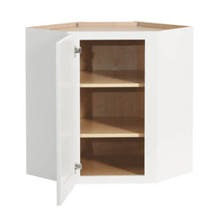 RTA Solid Wood Shaker Origami Wall Diagonal Corner Cabinet for Kitchen, Bathroom & Laundry Storage, 1 Door 2 Shelves