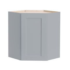 Shaker Gray Solid Wood RTA Wall Diagonal Corner Cabinet for Kitchen, Bathroom & Laundry Storage, 1 Door 2 Shelves