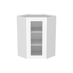 RTA Solid Wood Cabinet Inset Origami White Glass Door Wall Cabinets for Kitchen Bathroom and Laundry Storage (Glass Insert Sold Separately)