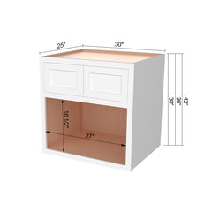 RTA Solid Wood Inset Wall Microwave Open Shelf Cabinets Origami White for Kitchen Storage