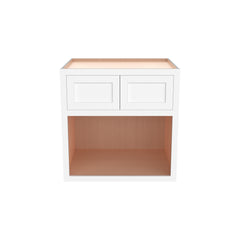 RTA Solid Wood Inset Wall Microwave Open Shelf Cabinets Origami White for Kitchen Storage