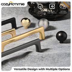 Kitchen Cabinet Door Handles - Solid Alloy Drawer Dresser Pulls and Knobs with Rounded Corners Design - Matte Black - 5 Inch (128mm) Hole Center - Stylish and Durable Furniture handles for Kitchen Cabinets - 6 Packs