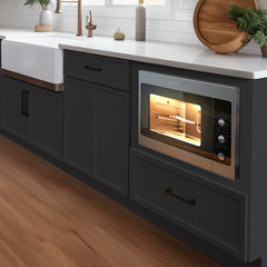 RTA Solid Wood Newtown Microwave Base Cabinet Charcoal Black with 1 Drawer