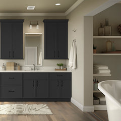 Newtown Solid Wood RTA Vanity Sink Base Cabinet Charcoal Black for Bathroom Storage, 2 Doors 1 False Drawer Front