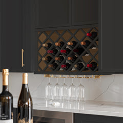 RTA Newtown Solid Wood Wine Rack Cabinets with Lattice Panels Wall Cabinet Charcoal Black for Kitchen Storage