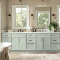 RTA Newtown Solid Wood Vanity Single Sink Bases Cabinet Jade Green With Drawers On Both Sides for Bathroom Storage