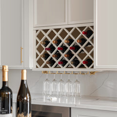 RTA Newtown Solid Wood Wine Rack Cabinets with Lattice Panels Wall Cabinet Origami White for Kitchen Storage