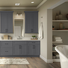 Shaker Solid Wood RTA Vanity Sink Base Cabinet Pebble Gray for Bathroom Storage, 2 Doors 1 False Drawer Front