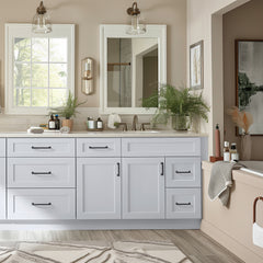 Belmont White RTA Vanity Single Sink Base Cabinet for Bathroom Storage, 2 Right Drawers, 1 False Drawer Front