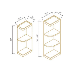 RTA Solid Wood Wall End Open Shelves - Kitchen, Bathroom, Living Room and Office Shaker Natural Wood