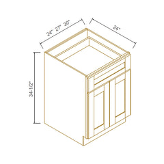 [B24-B30] Solid Wood RTA Base Cabinet with 1 Drawer, 2 Doors, and 1 Adjustable Shelf Shaker Natural Wood