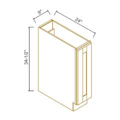 [SNW-BSR09] Shaker Solid Wood RTA Spice Rack Base Cabinet with 3 Shelves