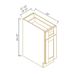 [B12-B21] Shaker Natural Wood Storage Cabinet Solid Wood with 1 Drawer & 1 Door – Perfect for Kitchen, Dining Room, and Living Room