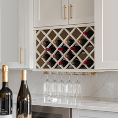 RTA Shaker Solid Wood Wine Rack Cabinets with Lattice Panels Wall Cabinet Origami White for Kitchen Storage