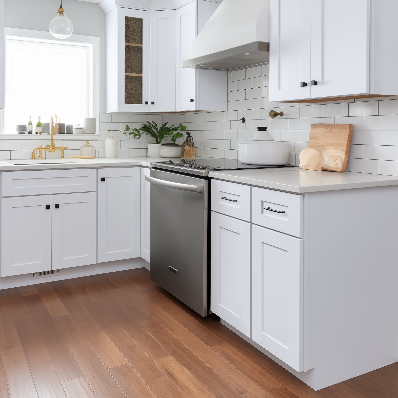 RTA Solid Wood Shaker White Base Cabinet With 2 Doors, 2 Drawers and 1 ...